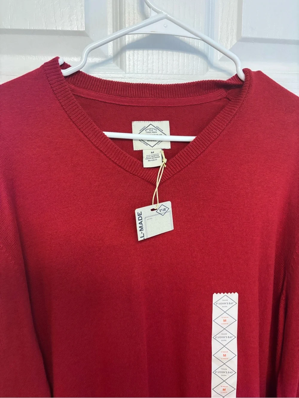 St. John's Bay Men's V-Neck Sweater - Burgundy Red